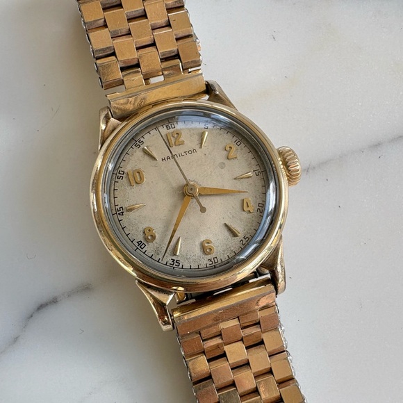Hamilton Vintage 40s 10k Gold Filled Engraved Watch Mechanical USA Made 26mm
